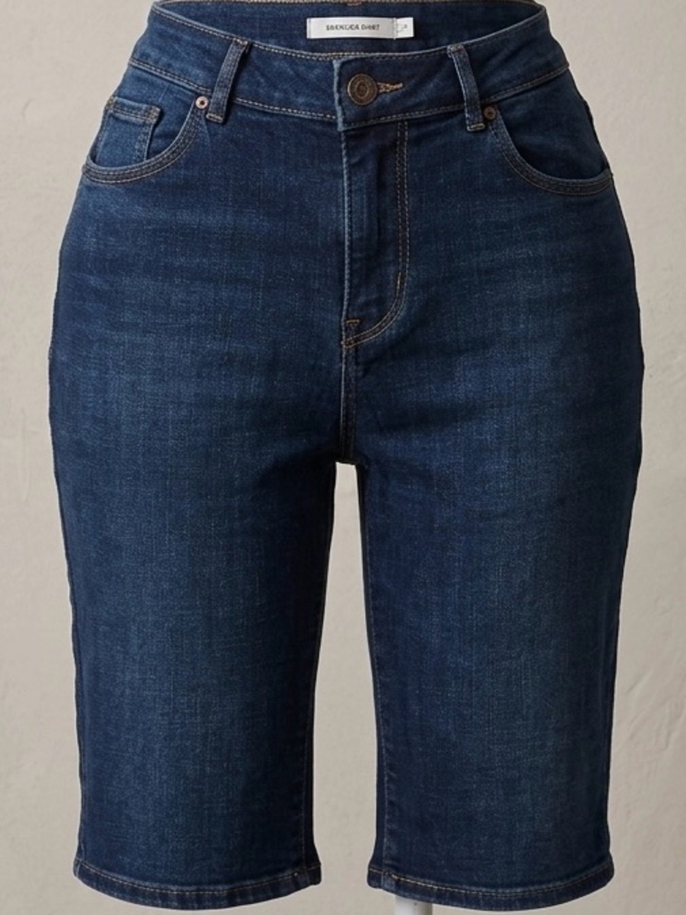 SKIMS Dark Blue Denim Bermuda Ankle-Length Jeans